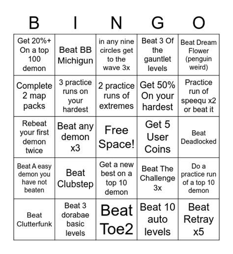 gd bingo Card .